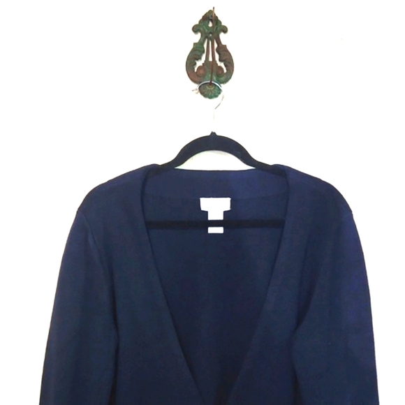 Soft Surroundings Navy Blue Cardigan Faux Fur Trimmed Cuffs Size XL EUC! - Picture 2 of 10